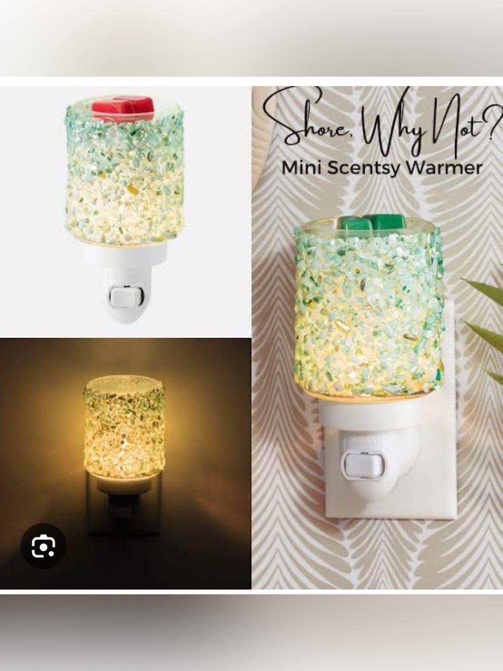 Scentsy Mini Warmer - Sea Glass Green with Coral Accent